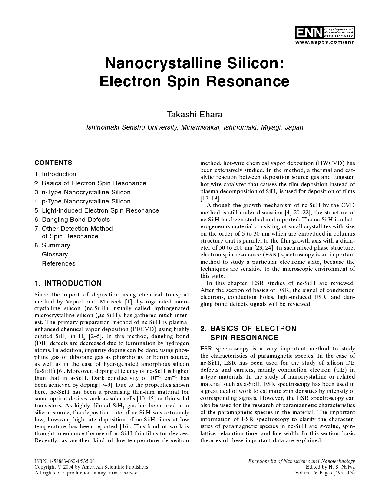 Nanocrystalline Silicon: Electron Spin Resonance