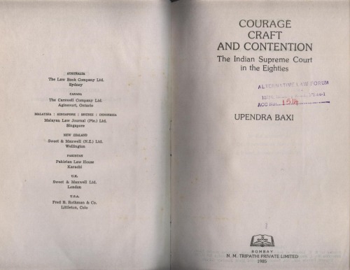 Courage, Craft, and Contention: The Indian Supreme Court in the Eighties