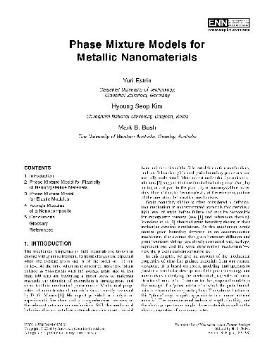 Phase Mixture Models for Metallic Nanomaterials