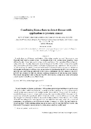 Combining biomarkers to detect disease with application to prostate cancer