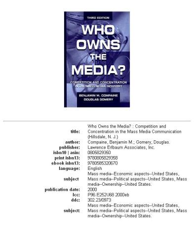 Who Owns the Media? Competition and Concentration in the Mass Media Industry (Communication)