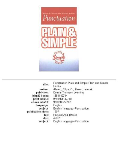 Punctuation Plain & Simple (Plain and Simple Series)