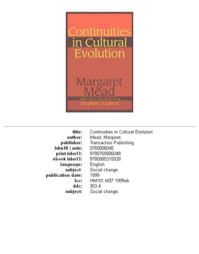 Continuities in Cultural Evolution