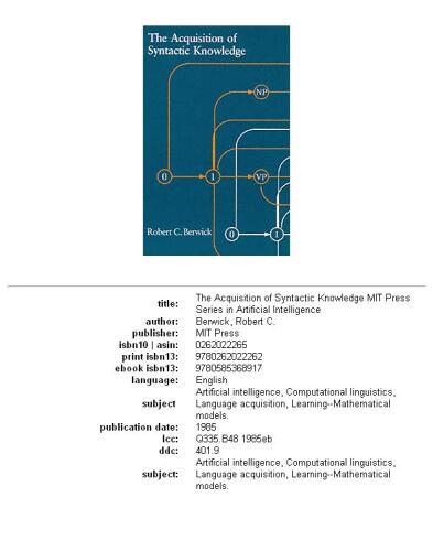 The Acquisition of Syntactic Knowledge (Artificial Intelligence)