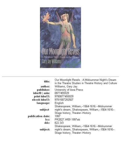 Our Moonlight Revels: A Midsummer Night's Dream in the Theatre (Studies in Theatre History and Culture)