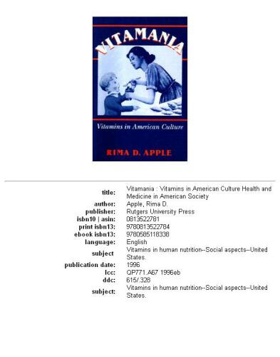 Vitamania: Vitamins in American Culture (Health and Medicine in American Society)