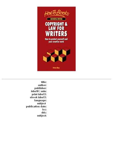 Copyright and Law for Writers (1996)