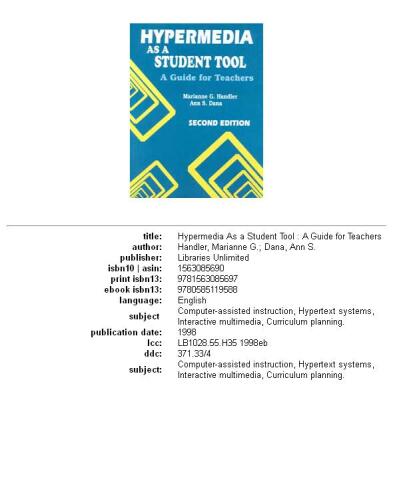 Hypermedia As a Student Tool: A Guide for Teachers