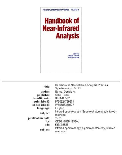 Handbook of Near-infrared Analysis