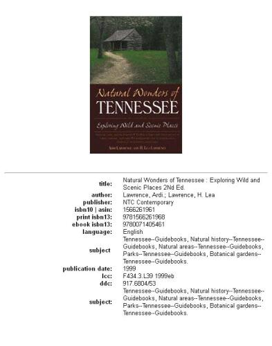 Natural Wonders of Tennessee: Exploring Wild and Scenic Places (Natural Wonders of)