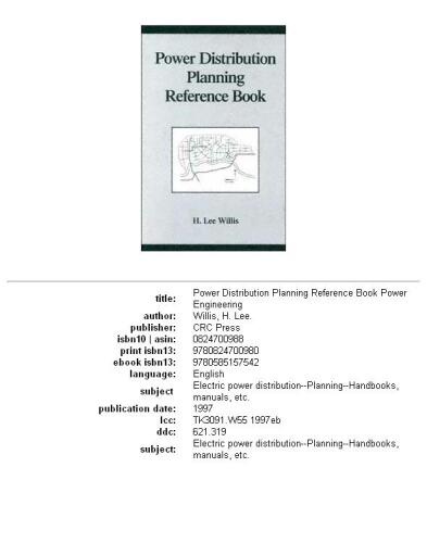 Power Distribution Planning Reference Book (Power Engineering, Vol 1)