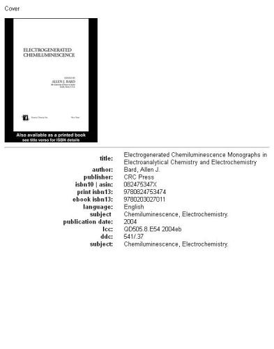 Electrogenerated Chemiluminescence (Monographs in Electroanalytical Chemistry and Electrochemistry Series)