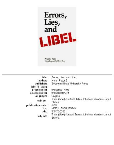 Errors, Lies, and Libel