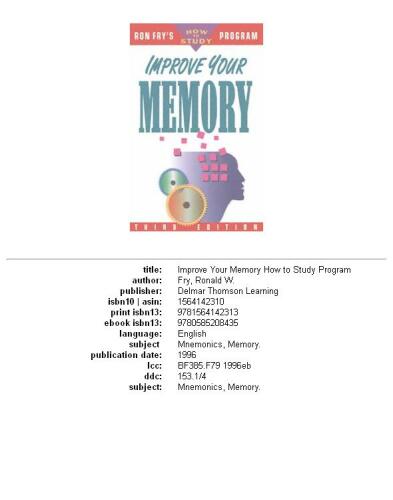 Improve Your Memory (Ron Fry's How to Study Program)