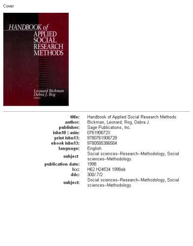 Handbook of Applied Social Research Methods