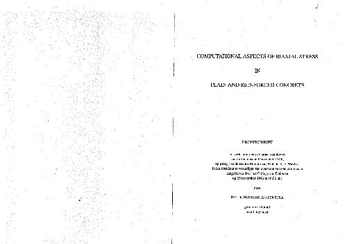 Computational aspects of biaxial stress in plain and reinforced concrete