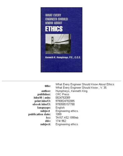 What Every Engineer Should Know about Ethics