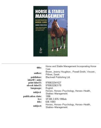 Horse and Stable Management Incorporating Horse Care: Incorporating Horse Care