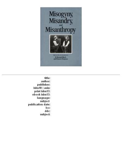 Misogyny, Misandry and Misanthropy