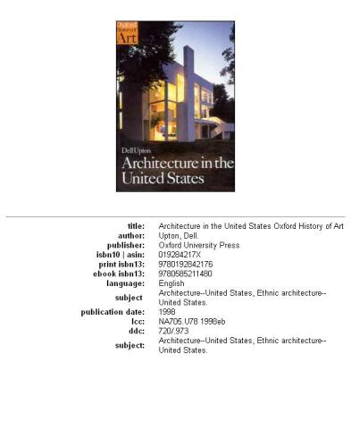 Architecture in the United States (Oxford History of Art)