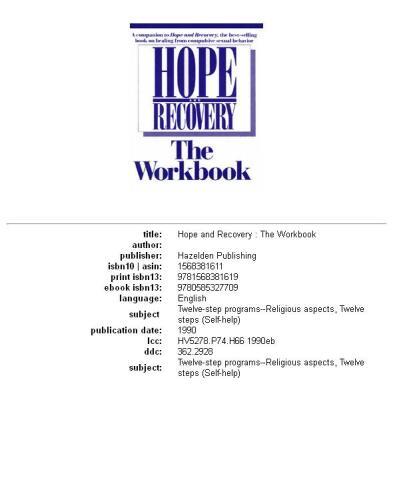 Hope And Recovery - The Workbook