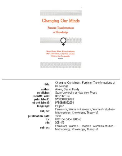 Changing Our Minds: Feminist Transformations of Knowledge