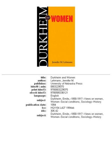 Durkheim and women