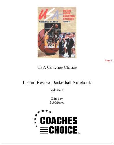 USA Coaches Clinics Instant Review Basketball Notebooks, Vol. 4