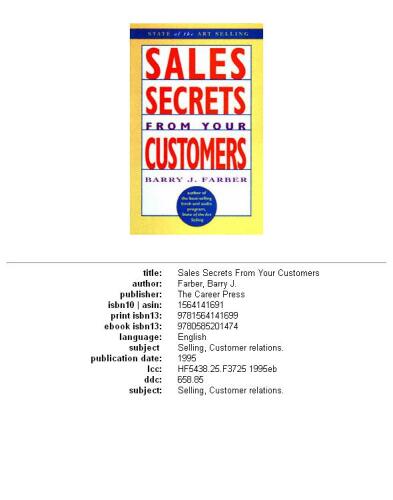 Sales Secrets from Your Customers (State of the Art Selling)