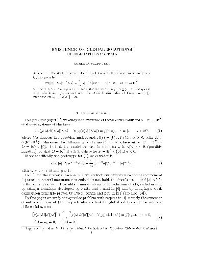 Existence of global solutions of elliptic systems