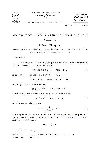 Nonexistence of radial entire solutions of elliptic systems