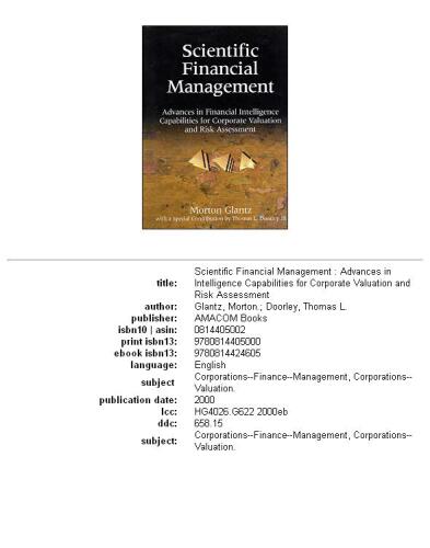 Scientific Financial Management: Advances in Financial Intelligence Capabilities for Corporate Valuation and Risk Assessment