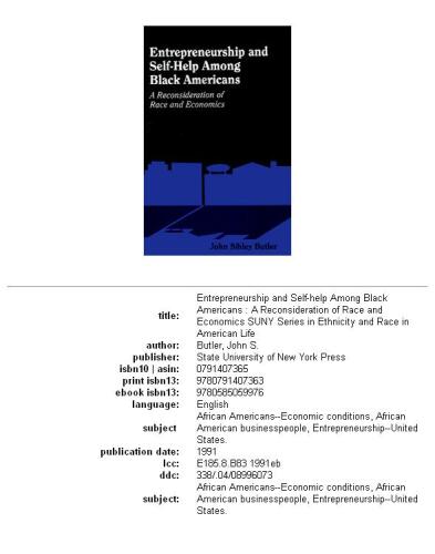 Entrepreneurship and Self-Help Among Black Americans: A Reconsideration of Race and Economics