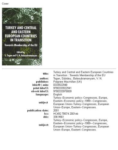 Turkey and Central and Eastern European Countries in Transition: Towards Membership of the EU