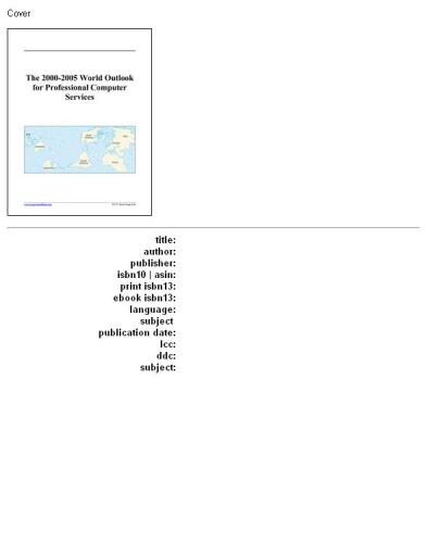 The 2000-2005 World Outlook for Professional Computer Services (Strategic Planning Series)