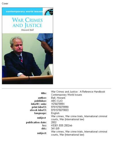 War Crimes and Justice: A Reference Handbook (Contemporary World Issues)