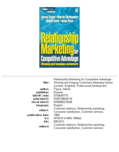 Relationship Marketing: Winning and Keeping Customers (CIM Professional Development)