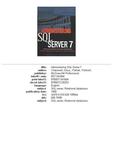 Administering SQL Server 7