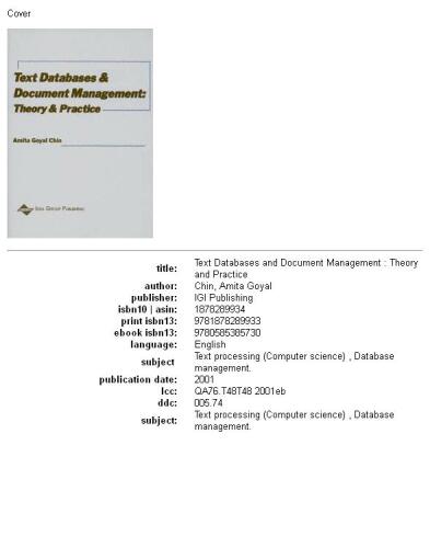 Text Databases and Document Management: Theory and Practice