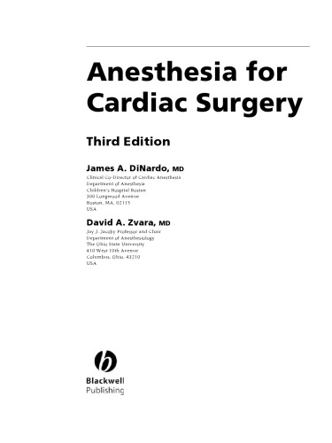 Anesthesia for Cardiac Surgery, 3rd edition