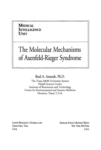 The Molecular Mechanisms of Axenfeld-Rieger Syndrome (Medical Intelligence Unit)