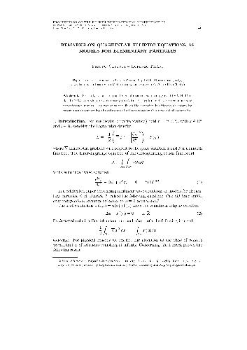 Remarks on quasilinear elliptic equations as models for elementary particles