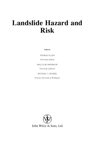 Landslide Hazard and Risk