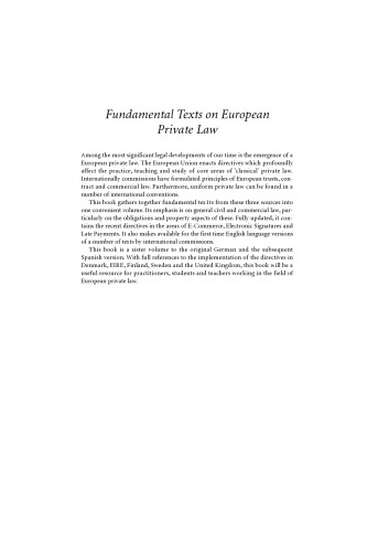 Fundamental Texts on European Private Law