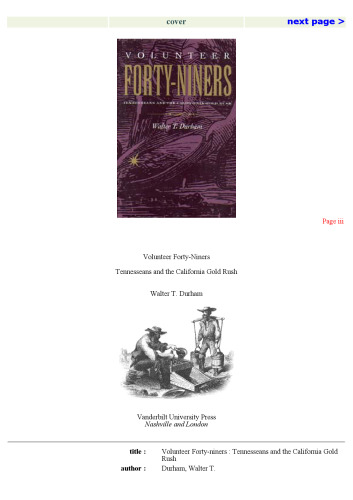 Volunteer Forty-Niners: Tennesseans and the California Gold Rush