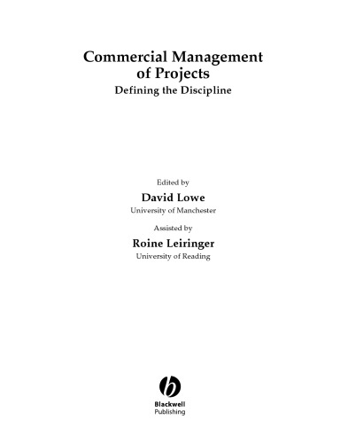 Commercial Management of Projects: Defining the Discipline