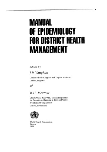 Manual of Epidemiology for District Health Management