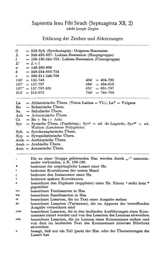 Septuaginta. Band 12,2: Sapientia Jesu filii Sirach