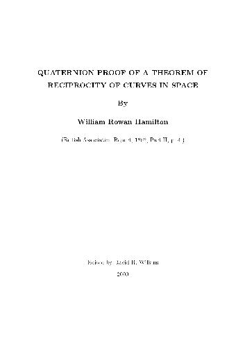 Quaternion Proof of a Theorem of Reciprocity of Curves in Space