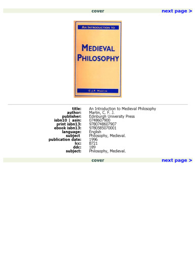 An Introduction to Medieval Philosophy